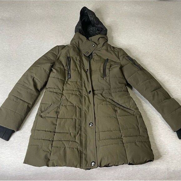 GUESS Women's Quilted Bib & Hooded Anorak Coat Puffer Jacket - Picture 1 of 11
